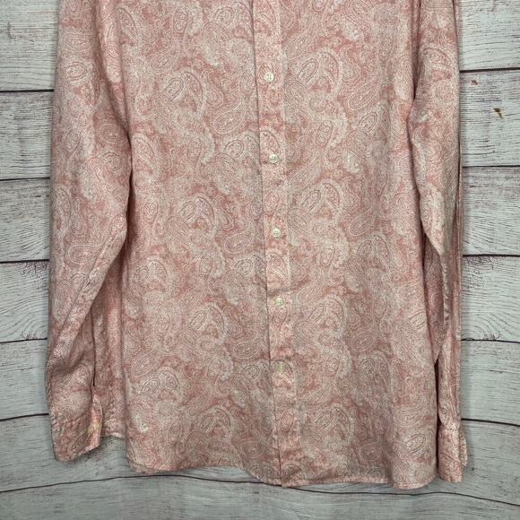 Club Room Luxury 100% Linen Men's Elevated Kona Paisley Button Down Shirt - Picture 7 of 10